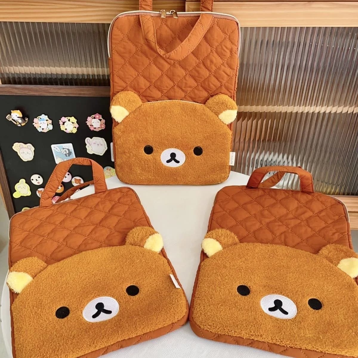 35cm Hot Rilakkuma Cute Cartoon Laptop Sleeve Shockproof Inner Case Protective Notebook Case For 13 14 15 Inch Laptop Bags