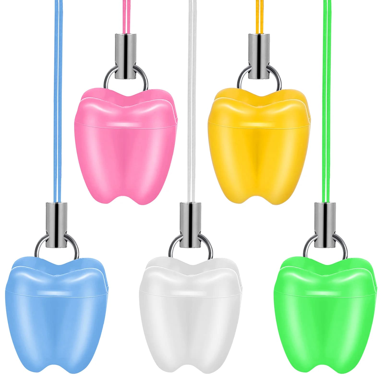 5 pezzi scatola di immagazzinaggio dei denti da latte salvaspazio per collana a forma di regalo per bambini ciondolo fata denti smarriti custode gioielli dente di latte