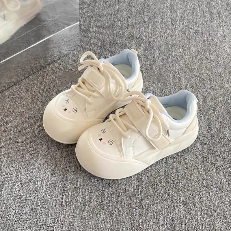 Scarpe da ginnastica in tela bianca pura per donne e ragazze, sneakers casual con chiusura a strappo, stile Kawaii, per skateboard.