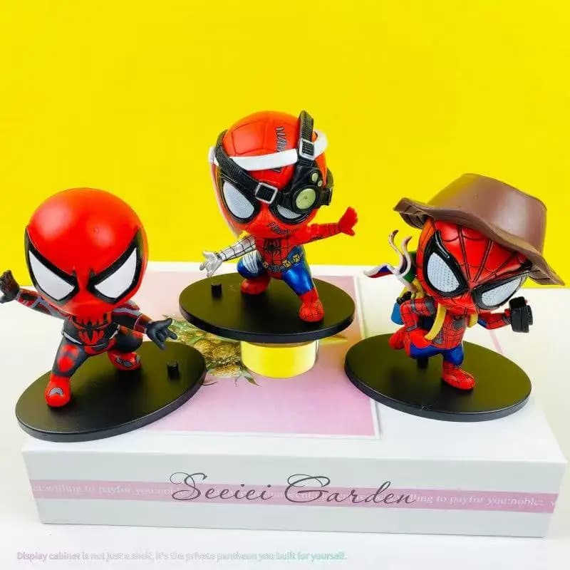 Nuova Bambola Anime Fatta a Mano Versione Q 3 di Spider-Man Creativa con Cappello, Borsa Posteriore e Base, Ornamento a Forma di Uovo