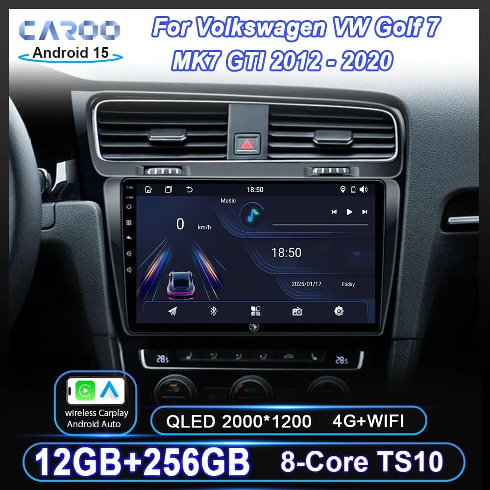 Android 15 Radio Stereo For Volkswagen VW Golf 7 MK7 GTI 2012 2013 -2020 Car Multimedia Player GPS Navigation Head Unit NO 2Din