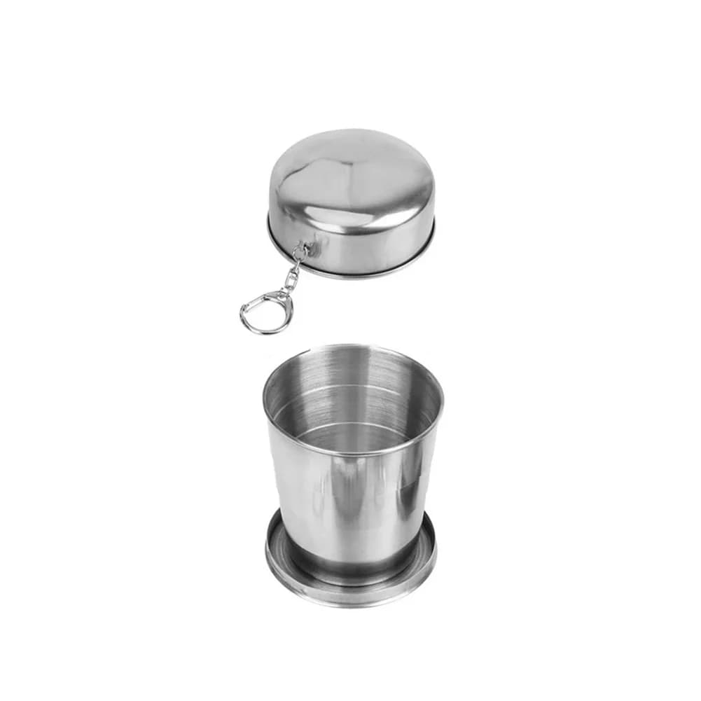Camping Travel Cup 304 Stainless Steel Cup Innovative Telescopic Feature Portable Beverage Container M 6.5*7.3cm