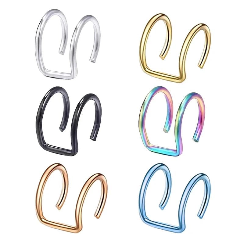1pc anelli per labbra da donna anello per naso finto in acciaio al titanio medico Clip per Piercing al setto sull'anello per bocca Piercing finto cerchio per Clip per il corpo