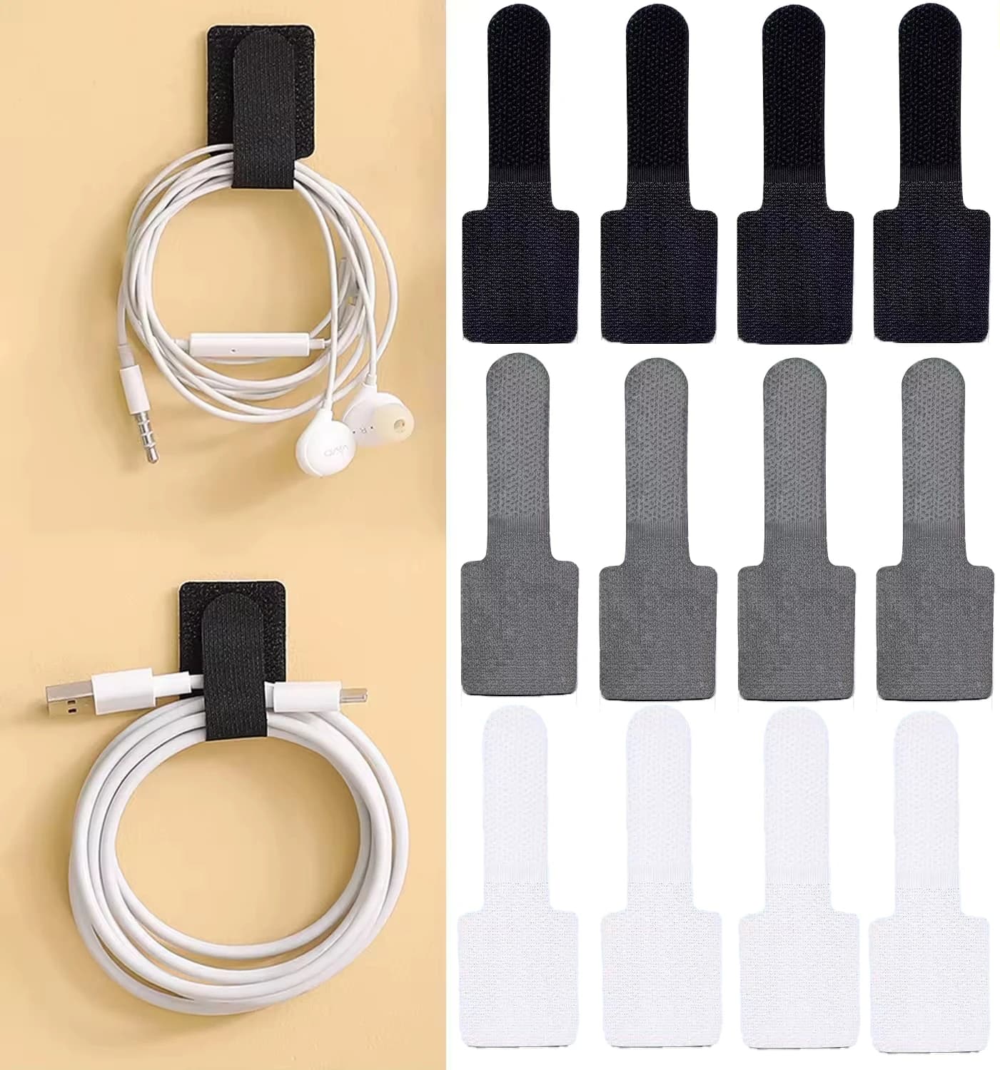 5pcs avvolgitore autoadesivo organizzatore di cavi telefono gancio regolabile Clip per cavi gestione dei cavi cinghia per cavi fascette per Organizer per cavi