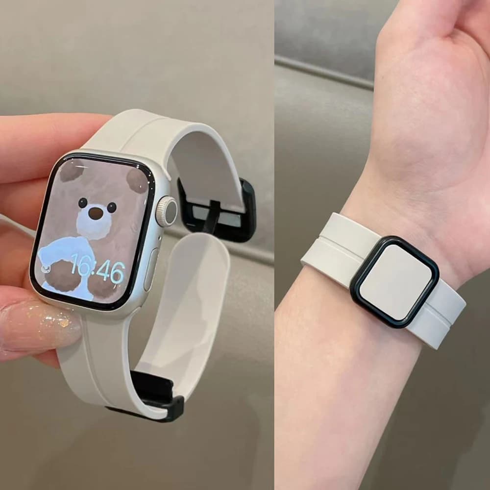Silicone magnetic bracelet for Apple Watch 10 Band 42mm 46mm 44/49mm 45mm 40mm 41mm iWatch Series 9 7 8 if 6 ultra 5