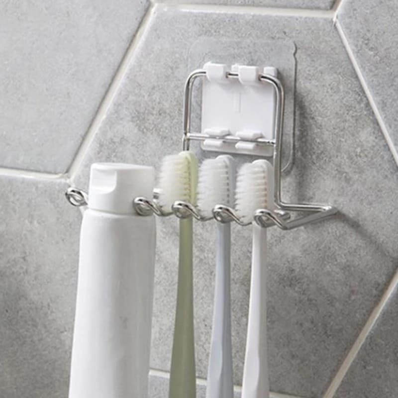 Stainless Steel Toothbrush Holder For Wall Mounted Bathroom Tooth Brush Toothpaste Razor Organizes Stand Bathroom Accessories