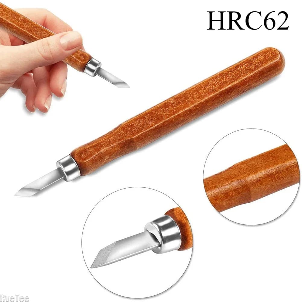 Set di 12 Utensili per Intaglio del Legno SK2 con Borsa, Pietra per Affilare HRC62, Coltello Multifunzionale Fai-da-Te con Manico in Legno per Artigianato