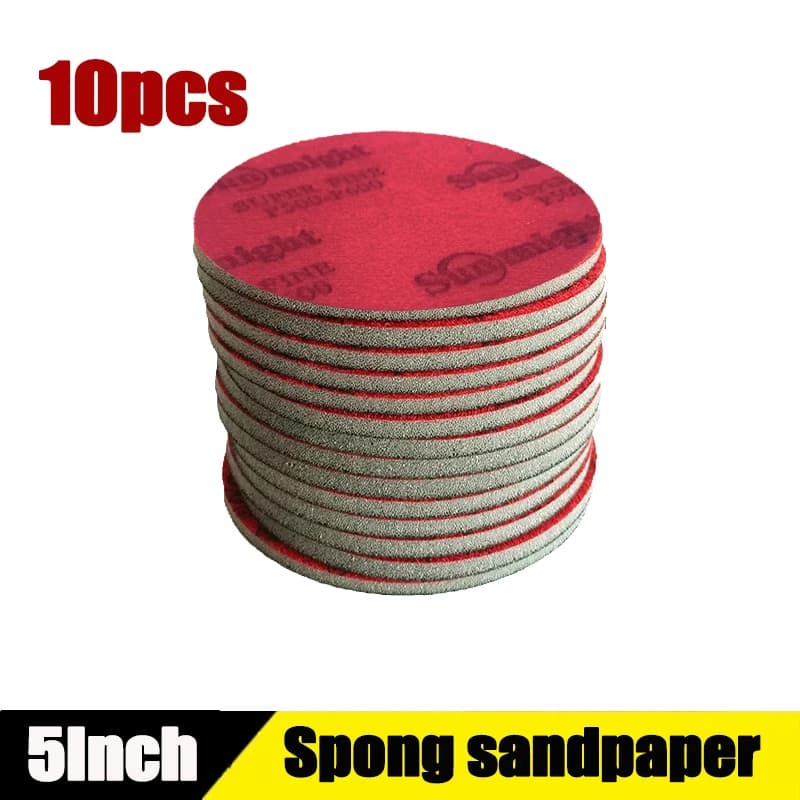 10PCS 5 inch dry foam sponge wet paper disc sanding 180-3000 grit abrasive tools for grinding sandpaper