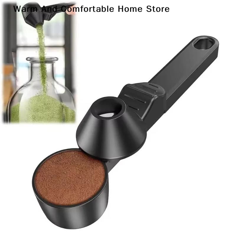【W】New No Spill Coffee Scoop Reusable Protein Powder Spoon Sliding Spoon Funnel For Milk&Supplements Kitchen Gadgets