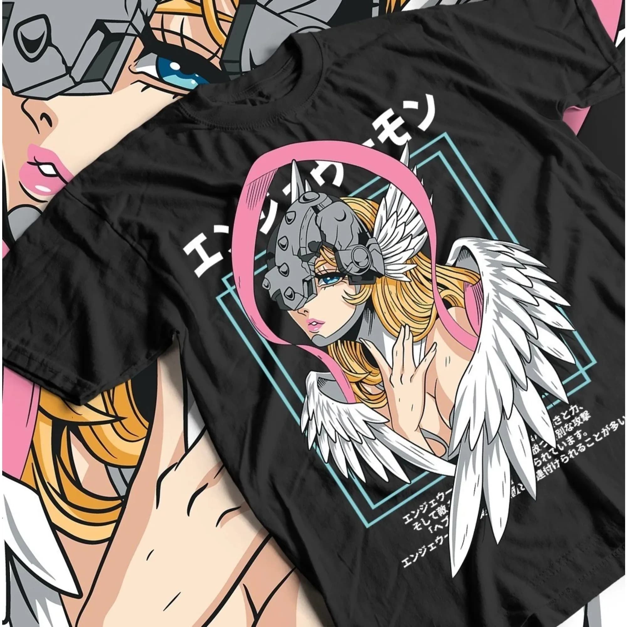T-shirt in Cotone da Uomo, Stile Anime Digimon Anni '90, Cosplay Waifu Girl Kawaii, Regalo Unisex, Top in Cotone per Fan di Anime