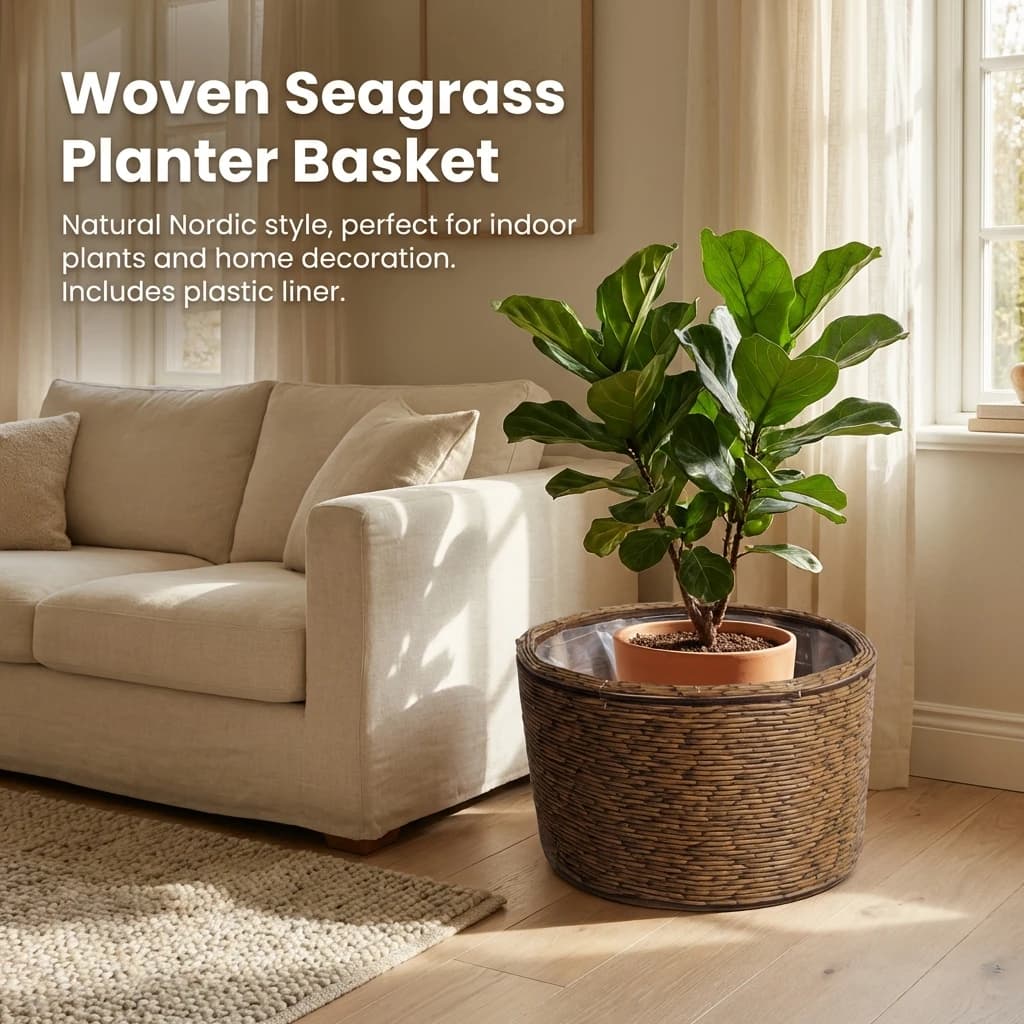 Nordic Style Woven Grass Flower Basket Plant Pot for Living Room Green Plant Decoration