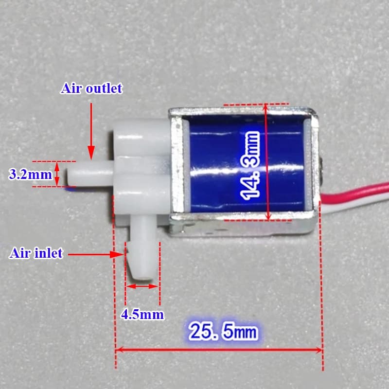 Valvola Solenoide Elettrica Mini a 2 Vie Normalmente Chiusa CD5058 DC 3.7V 5V 6V, Micro Valvola di Controllo Flusso Aria N/C