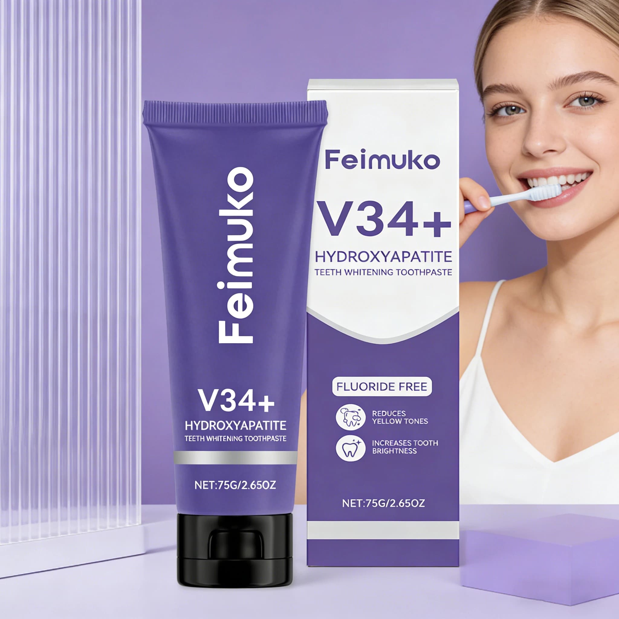 Feimuko Dentifricio Sbiancante Pulizia Profonda Alito Fresco Schiuma Rapida Formula Delicata Riparazione Gengive Danneggiate