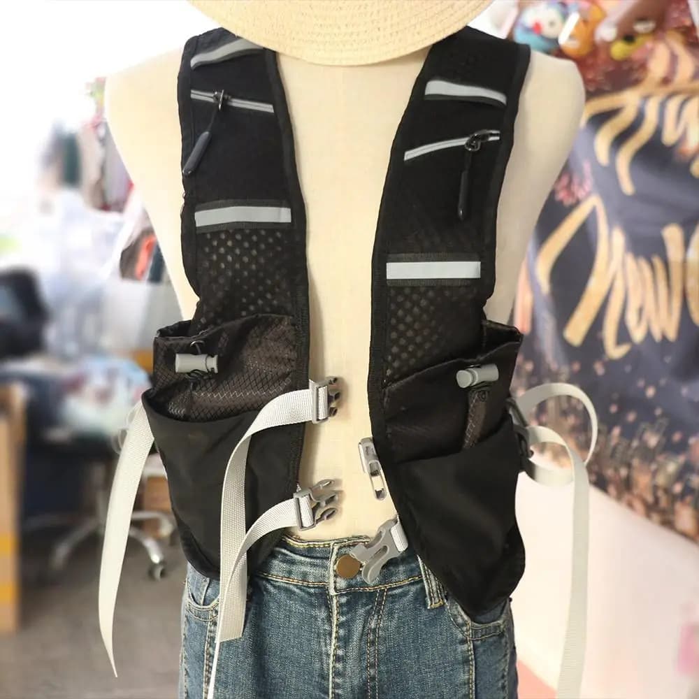 Gilet da Corsa Multi-tasche con Idratazione, Design Riflettente Leggero, Zaino da Ciclismo, Porta Telefono, Traspirante, Marsupio da Escursionismo