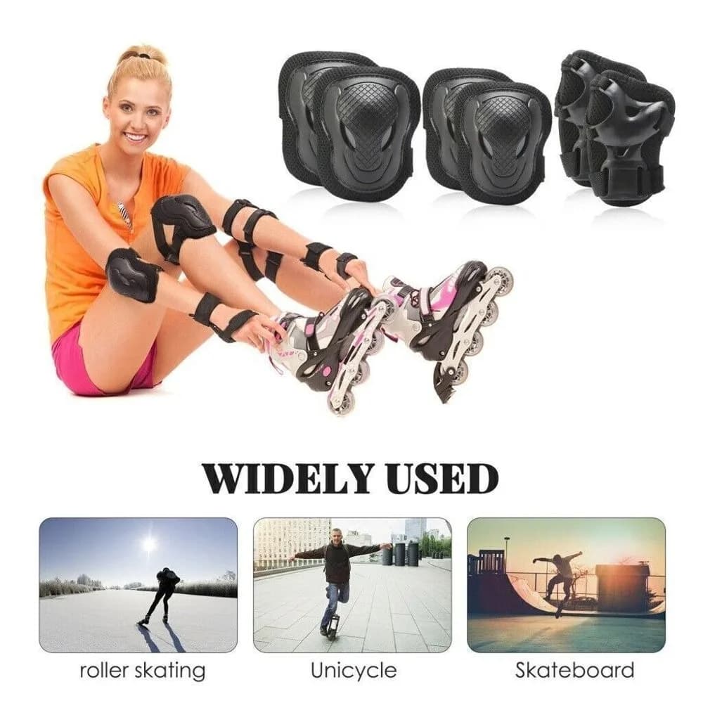 Ginocchiere da polso con gomito protetto di sicurezza Nero Durevole Skate Roller Guard Set di equipaggiamento protettivo sportivo Donna Uomo Adulto