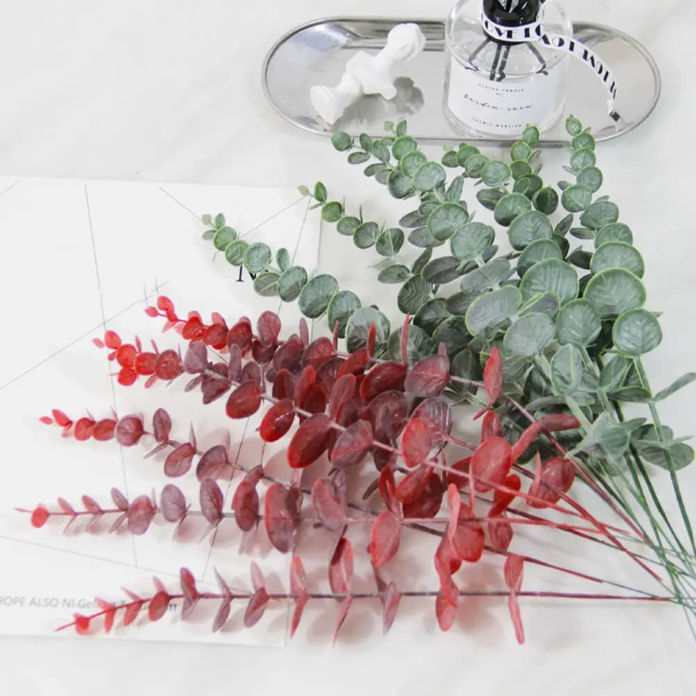 6Pcs Artificial Eucalyptus Leaf Decor 38Cm Simulation Plant Ornament Home Garden Wedding Party Relaxation Decor