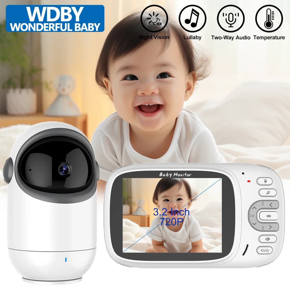 3,2 pollici LCD Baby Monitor elettronico, telecamera di sorveglianza video PTZ, visione notturna IR, audio bidirezionale, bambini madre, VB802 Babyphone