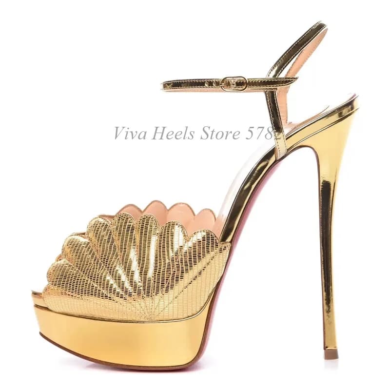 Gold/Silver/black shoes 15 cm High heels Peep Toe Ankle Strap Platform Sandals Scratch Platforms Luxury designer sexy shoes for parties