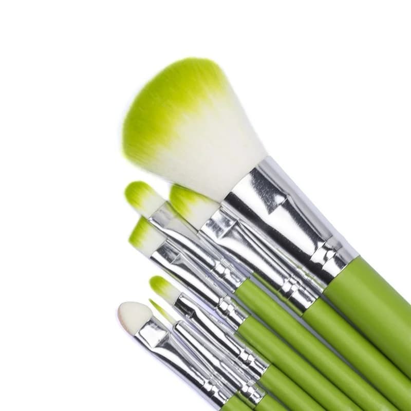 7Pcs Mini Convenient Makeup Brush Green Professional Set Powder Blush Foundation Eyeshadow Full Set of Beauty Tools