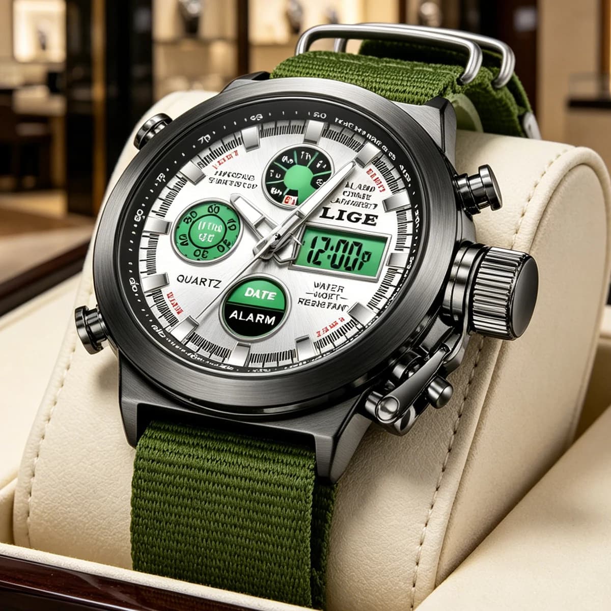 Orologio da uomo LIGE di design, alla moda, con cinturino in nylon, allarme, cronometro, orologio elettronico, Montre Homme, Relogio Masculino