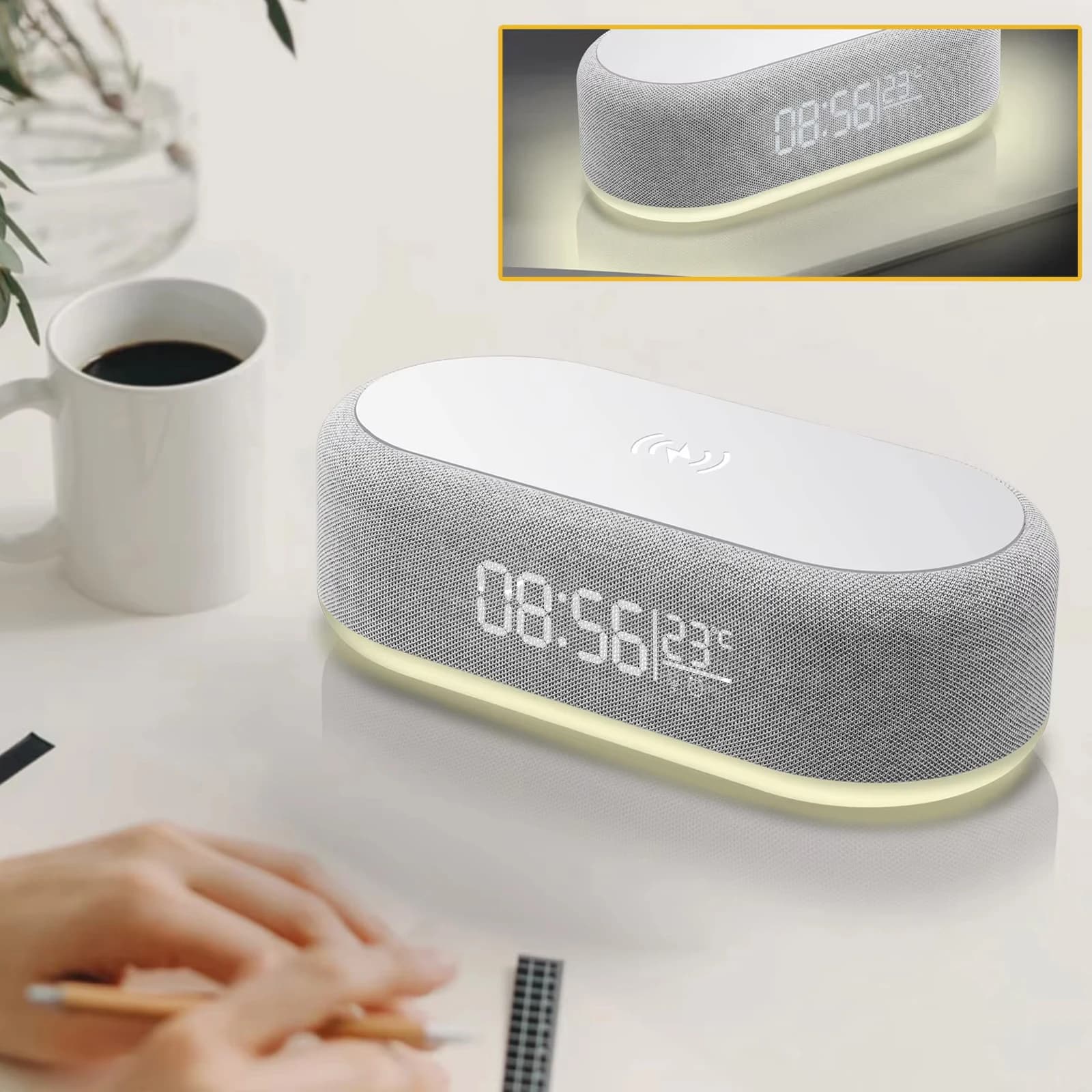 Caricabatterie wireless veloce Sveglia Tempo Termometro a luce LED per iPhone 16 15 14 13 12 Stazione dock di ricarica per Samsung S24 S23
