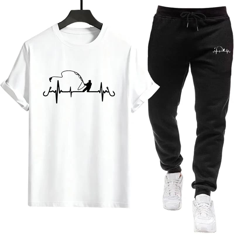 Fashion Men's Tracksuit Casual O Neck Short Sleeve Sweatpants 2 Pcs Set Outdoors Sports Jogging Clothing 2026 Running Sportswear