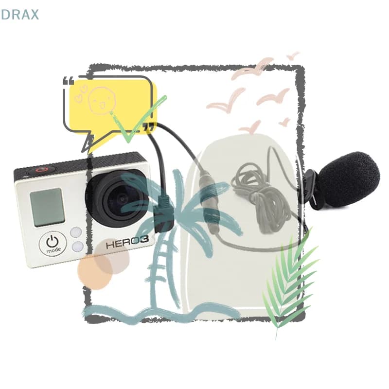 Microfono Attivo con Clip da 3,5mm e Adattatore Audio Mini USB, Cavo Microfonico per Kit Accessori Action Camera 3 3+ 4