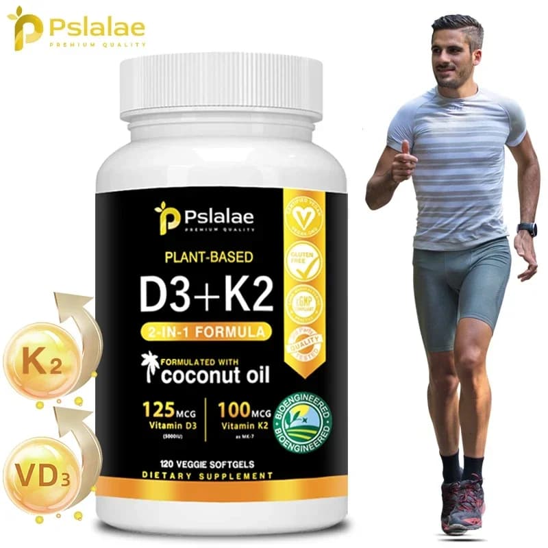 Vitamin D3+K2 5000IU Capsules vitamin D3 and K2 (MK-7) for bones, heart, muscles, immune support