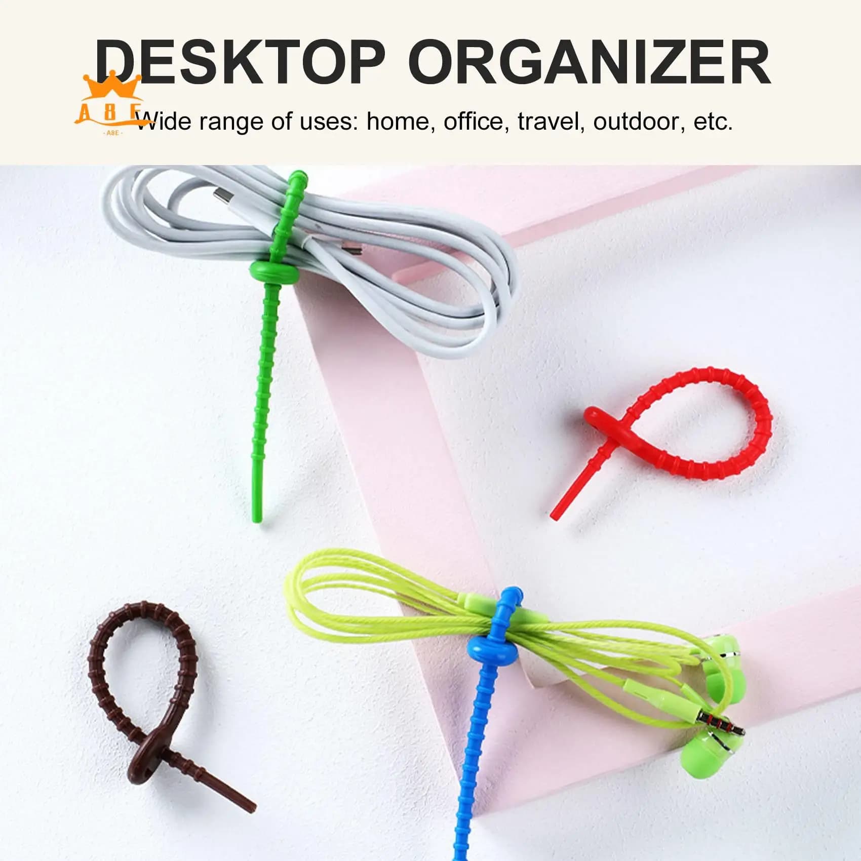 A08E- Fascette per cavi in silicone, Fascette con cerniera durevoli, Clip per sigillare sacchetti, Fascette per cavi, Fascette per pane, Fascette in gomma per l'home office