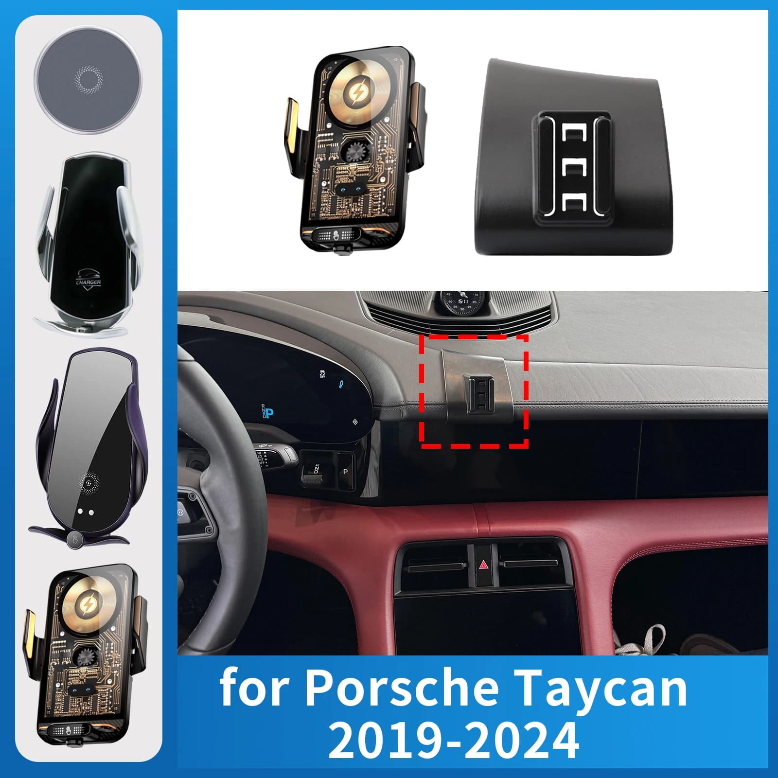Supporto per telefono cellulare per auto adatto per Porsche Taycan 2019-2024 staffa di ricarica GPS supporto di navigazione accessori auto