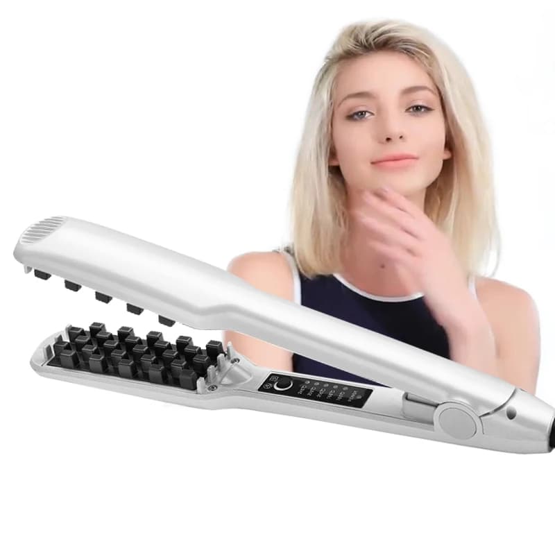 Professional hair plate in bulky ceramic for thicker hair or a long lasting volume, tool for ironing and curling hair.
