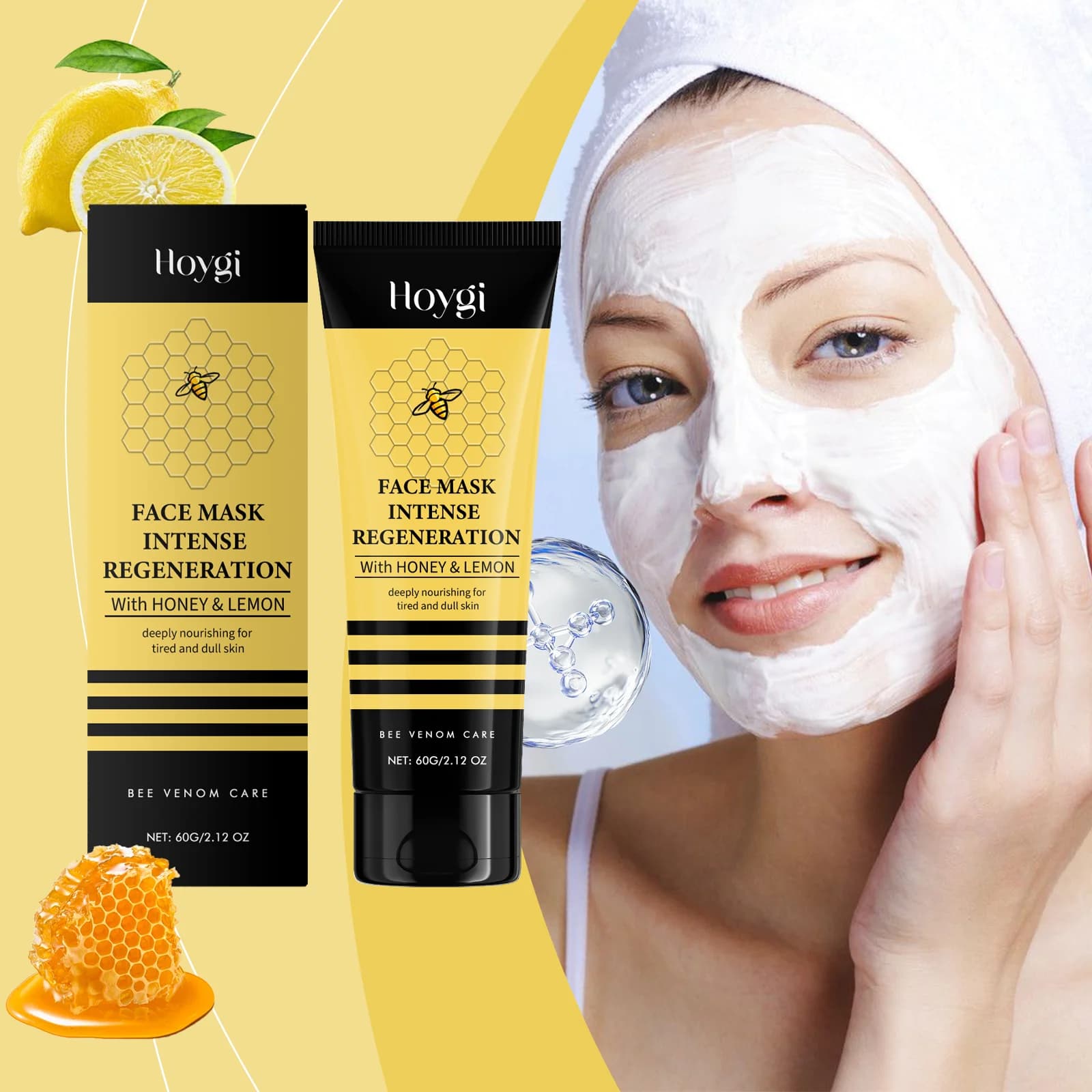 Maschera Bio Collagene Real Deep, Maschera Idrogel Idratante Notturna, Minimizza i Pori, Migliora l'Elasticità, Cura della Pelle, Anti-Rughe, Effetto Lifting