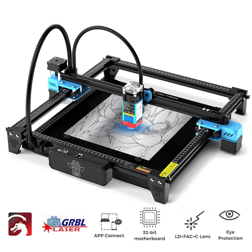 Twotrees TTS-55 Potente incisore laser con controllo offline Wifi Macchina per incisione laser 80W Luce blu 40W/80W 450±5nm CNC Ma