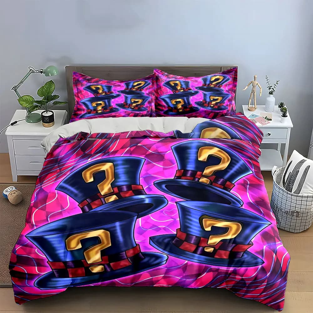 Set di biancheria da letto Mystery Top Hat Decor Set con 1 copripiumino e 2 federe, singolo, matrimoniale, king, queen, regalo