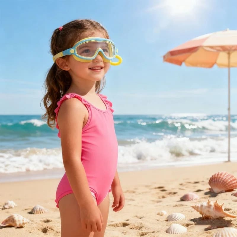 Occhialini da nuoto per bambini, resistenti all'acqua e alla nebbia, con lenti a specchio ampie, montatura trasparente e grande, occhiali da nuoto per bambini