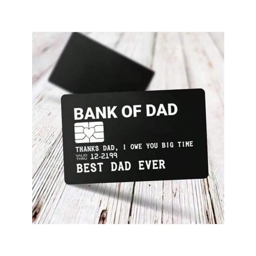 1pc Man's Laser Engraved Aluminum Alloy Wallet Card BANK OF DAD Funny Keychain Accessories For Father Or Dad As Christmas Fathe