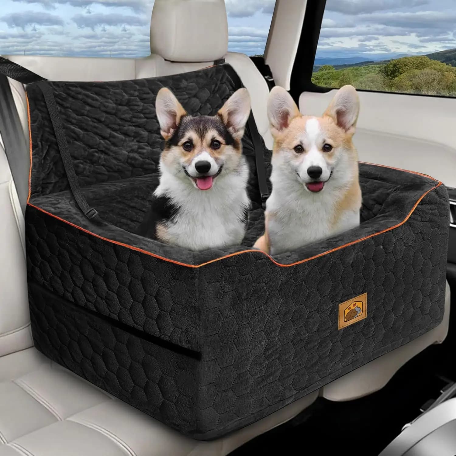 Seggiolino auto lavabile per cani per animali medi/grandi inferiori a 60 libbre, multifunzionale con cuscino spesso e guinzagli di sicurezza