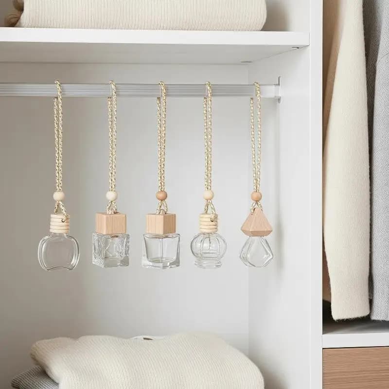 Empty Hanging Car Air Freshener Diffuser Bottles 21PCS 8ml Refillable Clear View Perfume Container for Auto Interior Decor