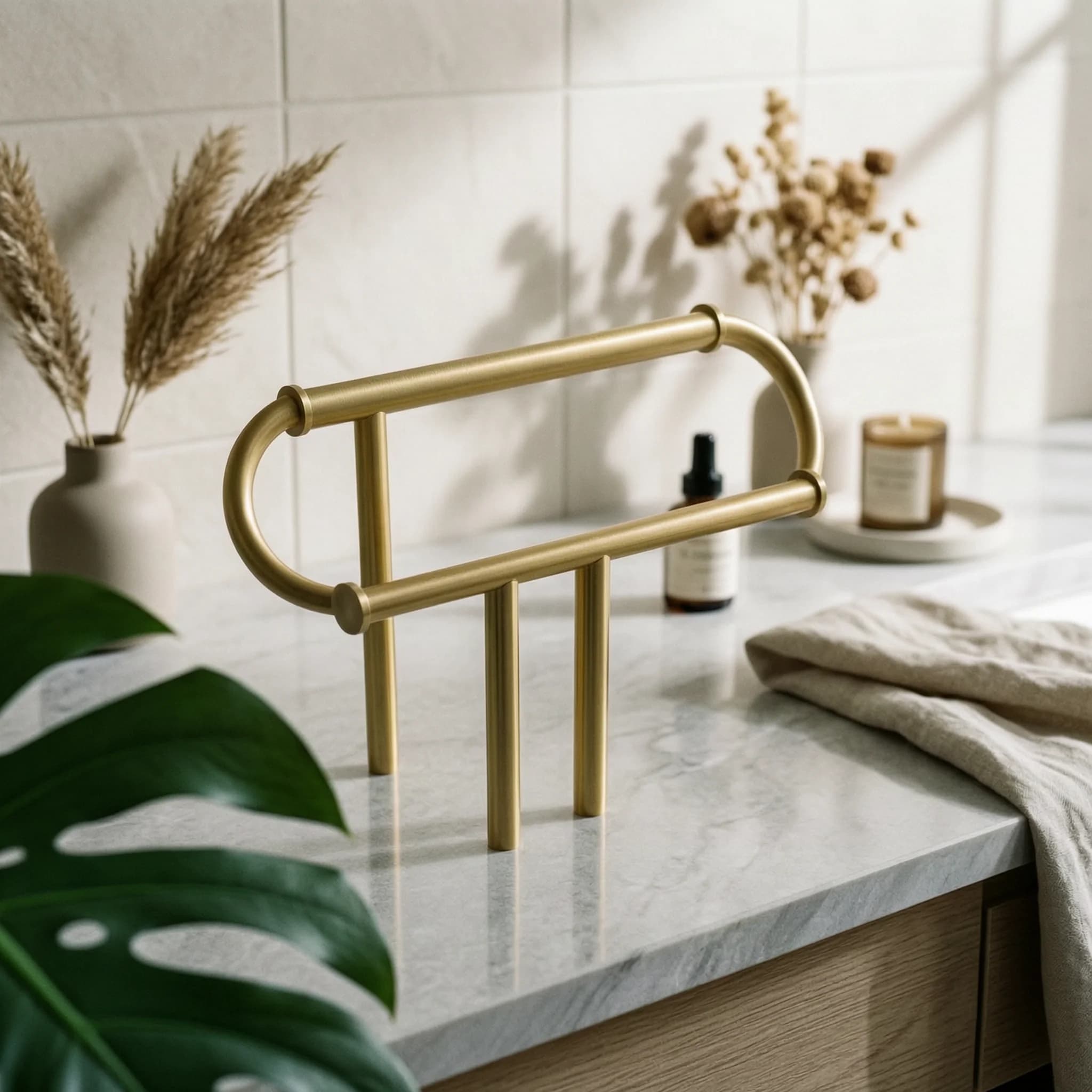 Double Bar Towel Stand Rust Resistant Cross-Shaped Towel Stand Easy to Clean Modern Design for Hotel
