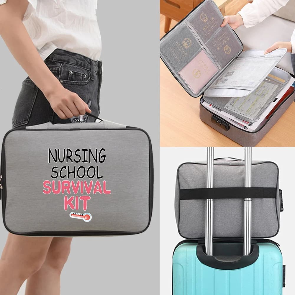 Large Document Storage Bag Organizer File Folder Passport Holder Password Lock Nurse Print Briefcase Privacy Storage with Lock