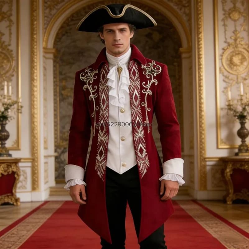 Nuovo gotico ricamato giacca da uomo costume rinascimentale per uomo Steampunk vintage frac principe medievale cosplay redingote