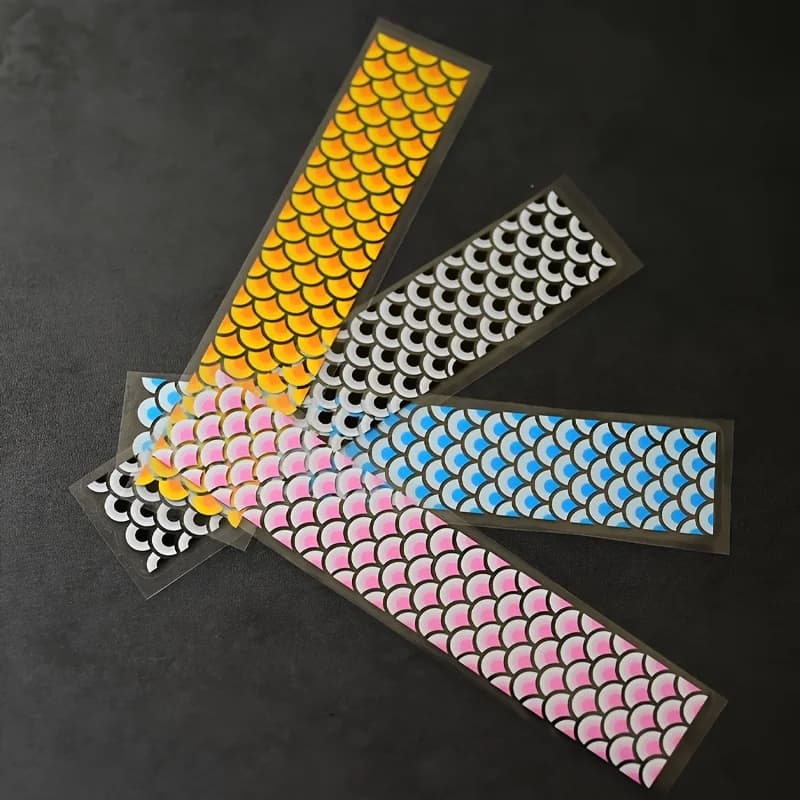 2D Flat 2Pcs Set Fish Scale Pattern Waterproof Vinyl Stickers For Laptop Water Bottle Skateboard Phone Luggage Decor