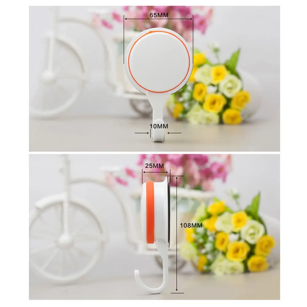 2 Pcs Suction Cup Hooks Heavy Duty Vacuum Towel Holder Reusable Shower Wall Hanger Strong Power Waterproof Kitchen Bathroom