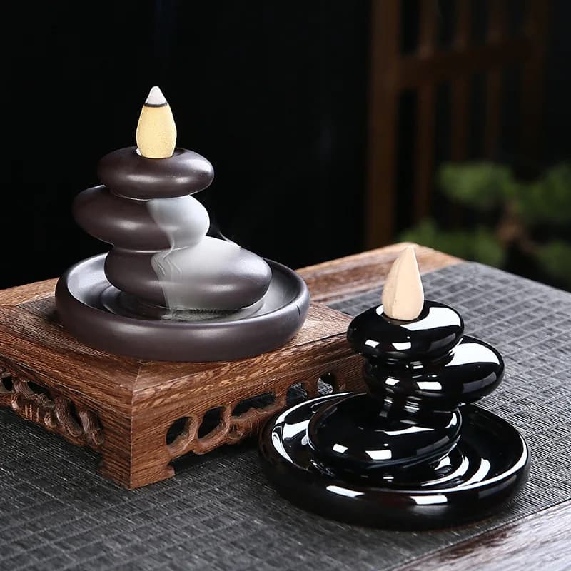 Backflow incense burner stone rockery, antique ceramic incense burner incense ware, new home indoor return incense burner
