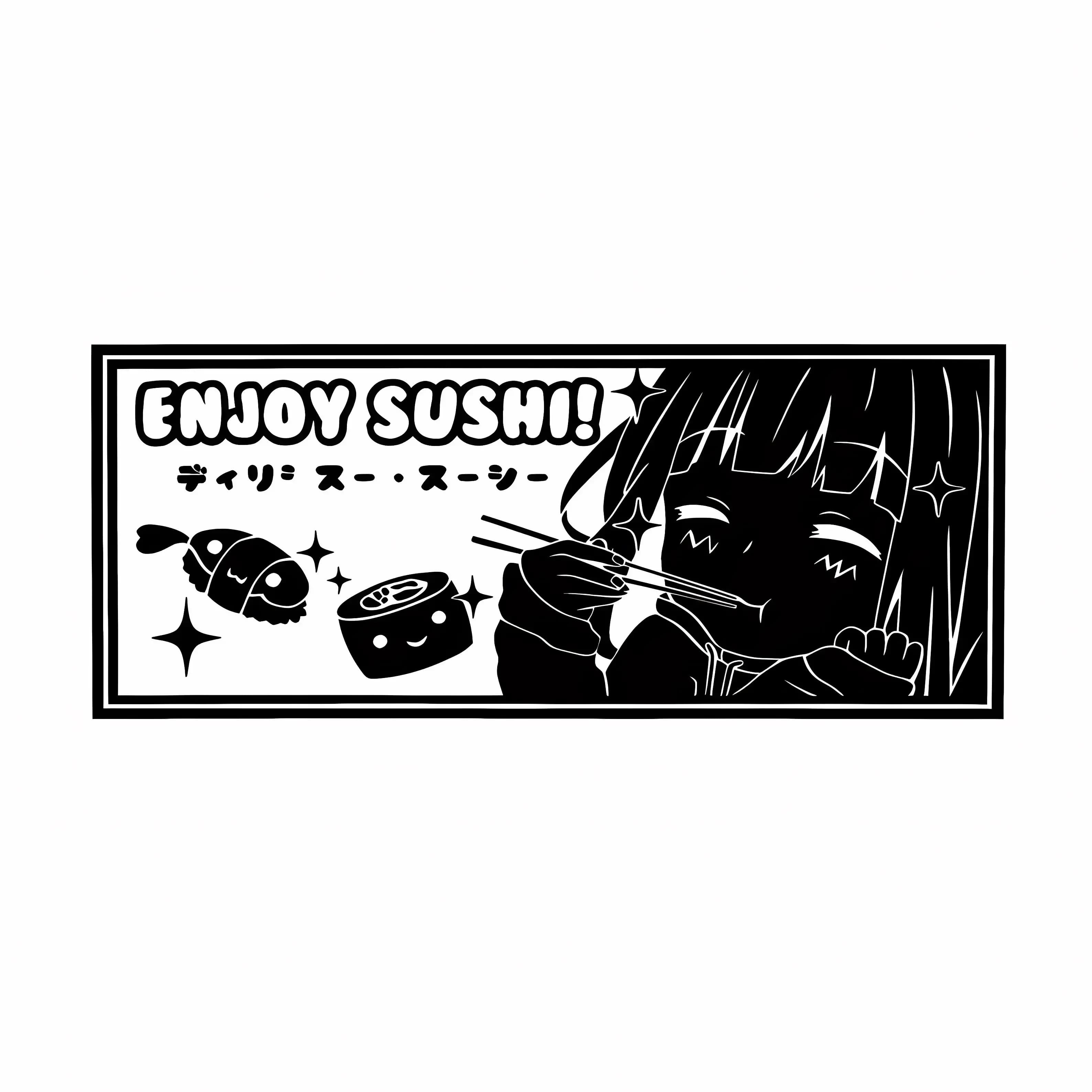 Car Sticker Cute Anime Enjoy Sushi Charm Kawaii Die Cut decal bumper vinyl decals for the body back window decorative waterproof