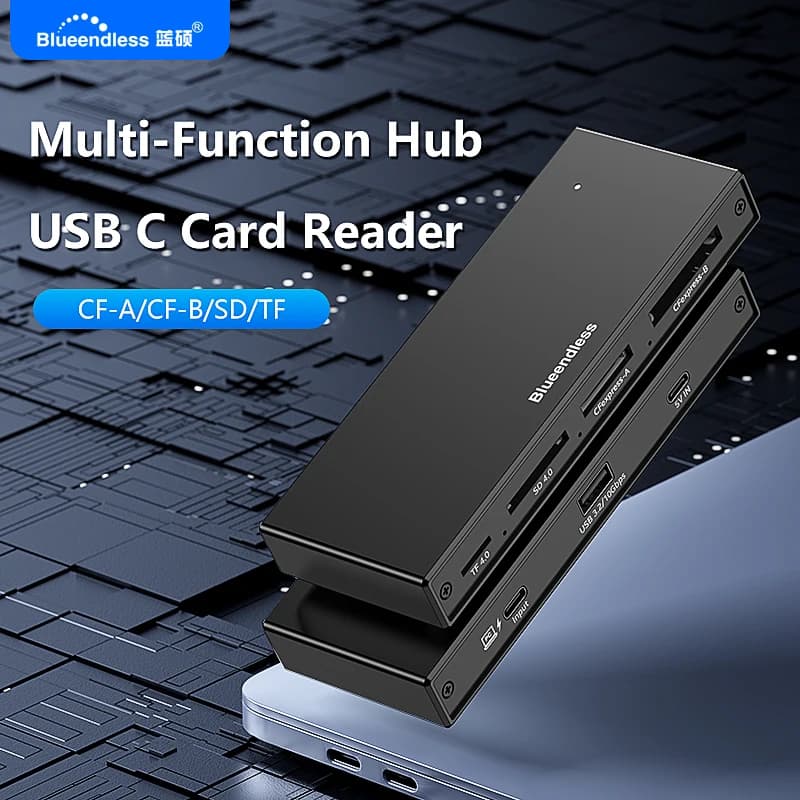 Lettore di Schede Blueendless 6 in 1 CFexpress A B SD4.0 TF4.0 USB 3.2 10Gbps Adattatore per Schede di Memoria per Laptop PC Hub Multiporta Tipo C