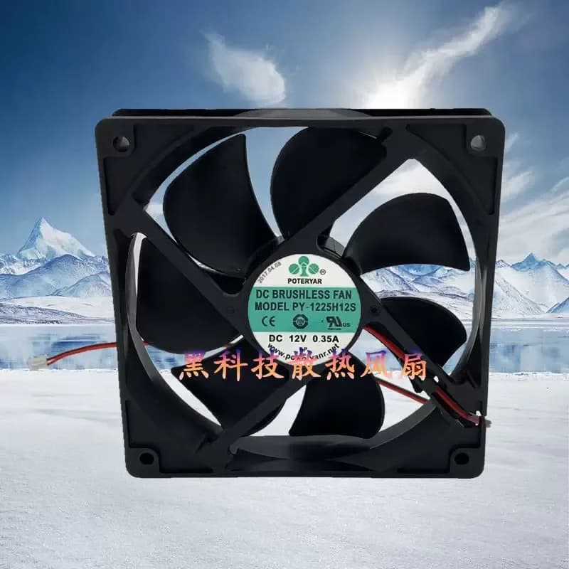 for POWERYEAR PY-1225H 12V 0.35A 120mm 12025 DC Cooling Fan 2 Wire Computer Case Cooler