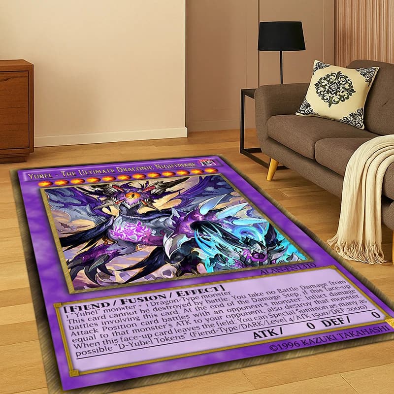 Tappeto Anime Yu-Gi-Oh con Carte Mostro, Tappeto Decorativo per Camera da Letto, Soggiorno, Divano, Zerbino, Arredamento Casa, Tappeto Antiscivolo per Area Giochi Bambini, Regalo