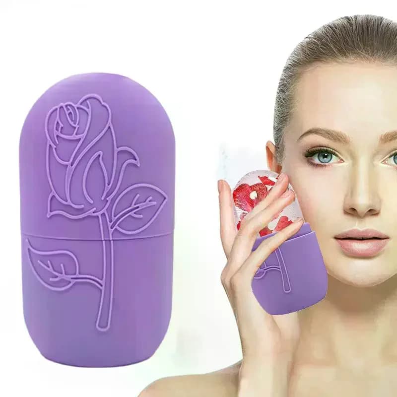 Rullo di ghiaccio riutilizzabile per viso e occhi, strumento di bellezza per la cura della pelle, stampo in silicone per cubetti di ghiaccio, raffreddamento viso.