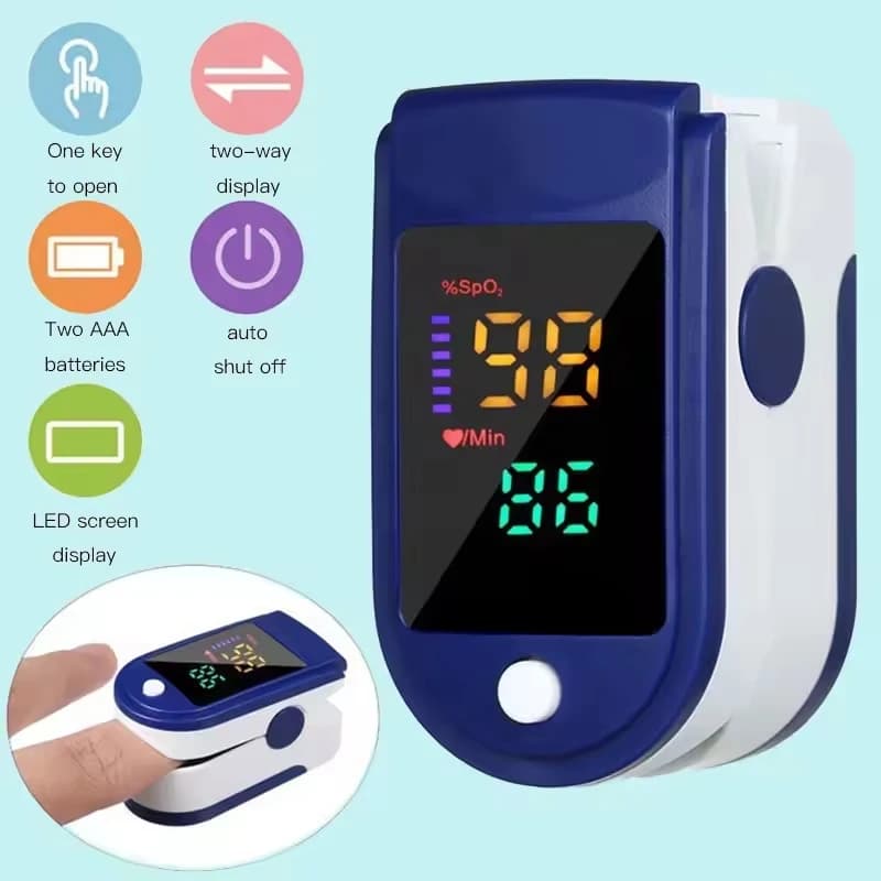 Finger pulse oximeter – Measuring oxygen in the blood (SpO2), heart rate (PR), and oxygen saturation – Medical level finger monitor